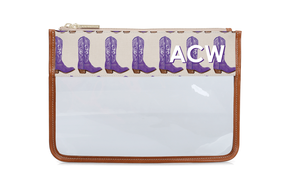 Clear Katie Pouch - Gameday - Leather Patch
