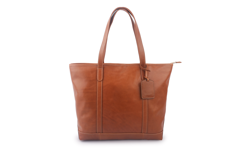 Tilly Trolley Sleeve Tote – British Tan Florentine Leather